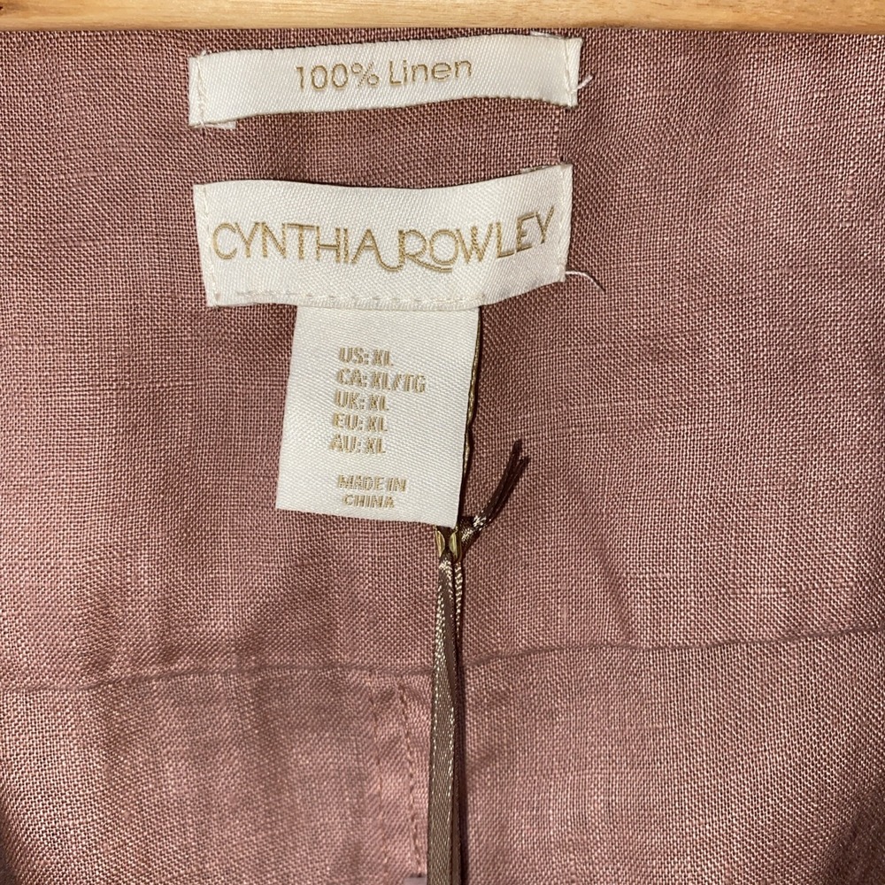 New Cynthia Rowley 100% Linen Trench Coat Dusty Rose Tie Waist Pockets Womens XL - Picture 2 of 10